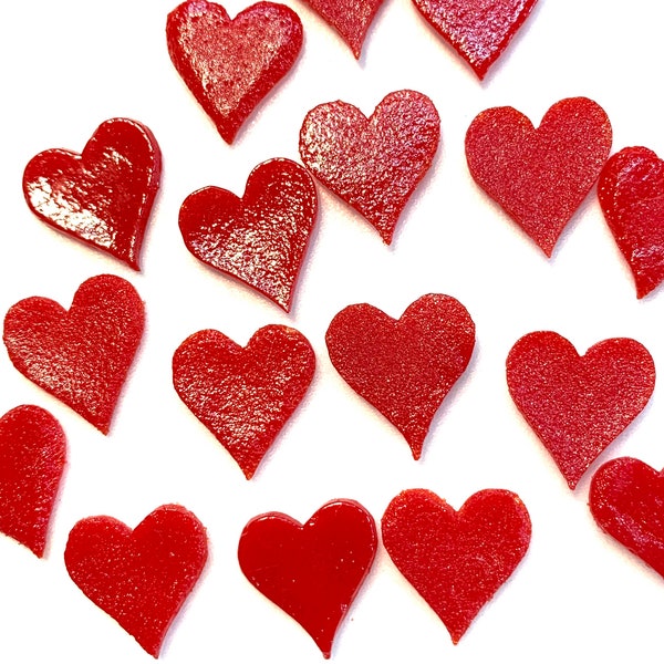 COE 96 fused glass hearts, opaque red, 1/2 inch - pack of 16