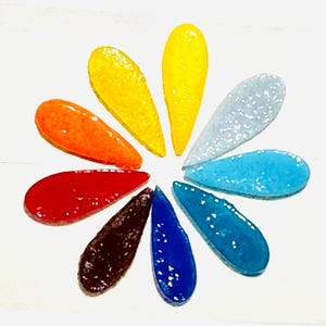 COE 96 fused glass flower petals, teardrop,  5/8 inch - pack of 24