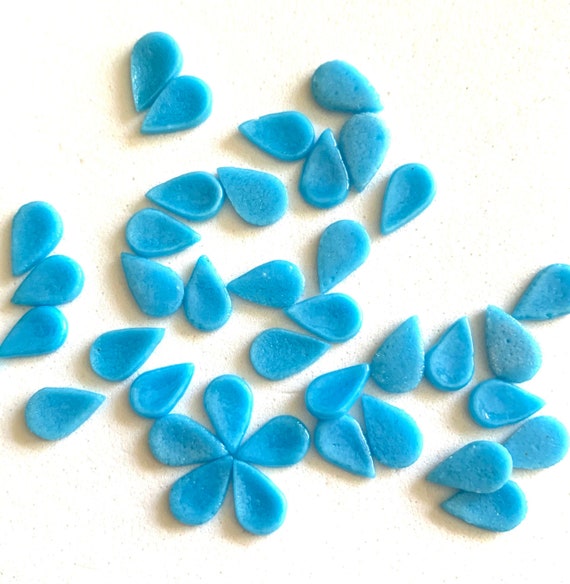 COE 96 Fused Glass Flower Petals 3/8 Inch Turquoise Pack Etsy