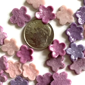 COE 96 fused glass flower, small 5 petal, 3/8 inch pink & purple mix - pack of 24