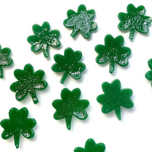 COE 96 fused glass green Shamrocks - 5/8 inch - pack of 10