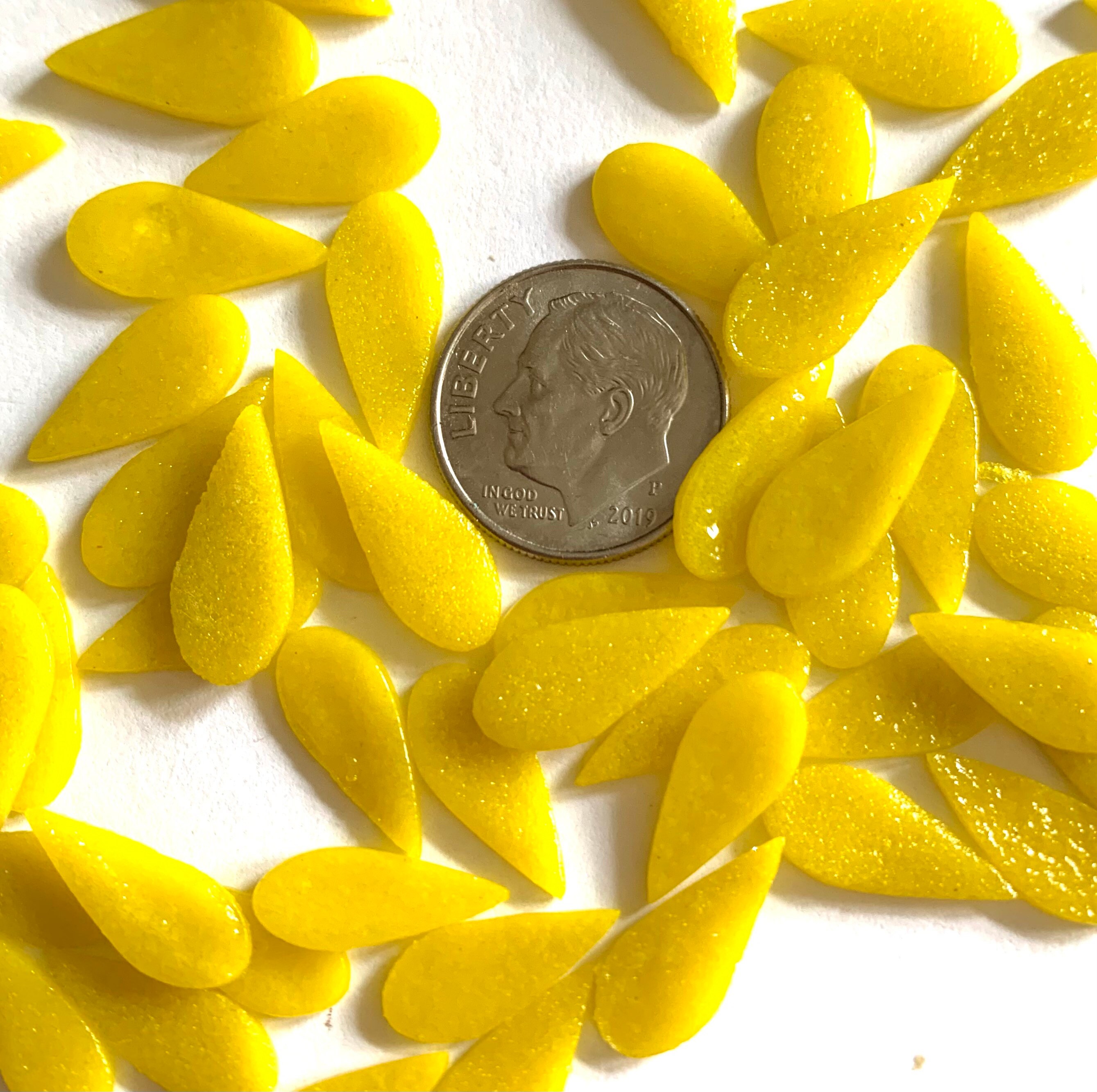 COE 96 fused glass flower petals 5/8 inch yellow pack Etsy