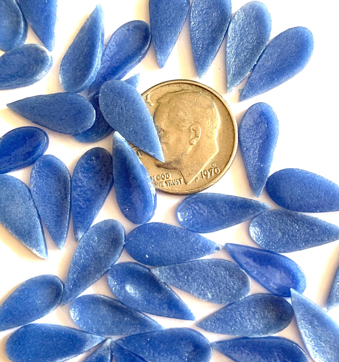 COE 96 fused glass flower petals 5/8 x 1/4 inch blue pack Etsy