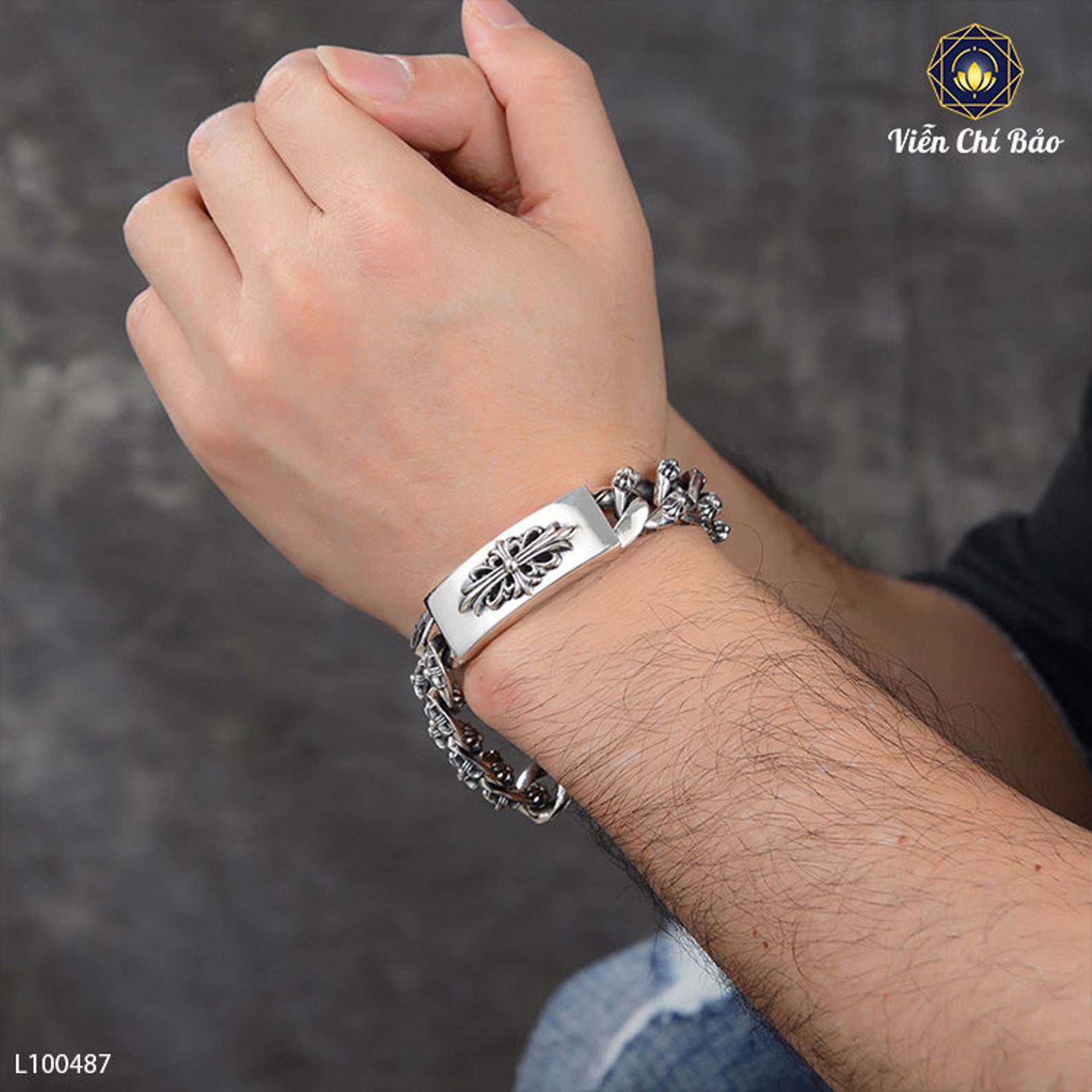 Chrome hearts bracelet Men's silver bracelets 'Chrome Etsy