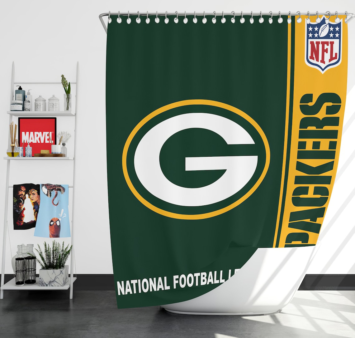 Green Bay Packers NFL Team Shower Curtain Bathroom Curtain Etsy