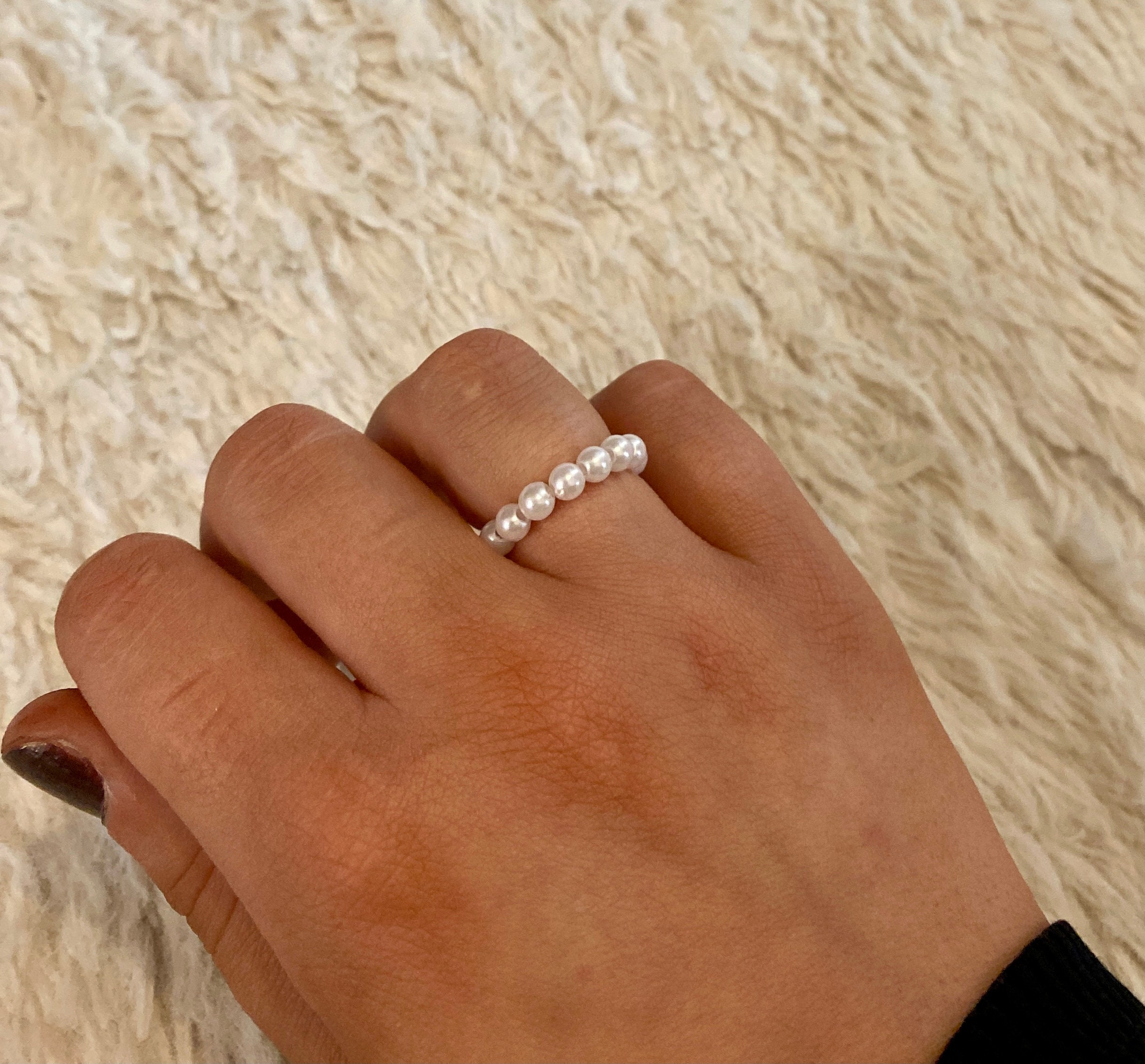 Beaded pearl ring made to order | Etsy