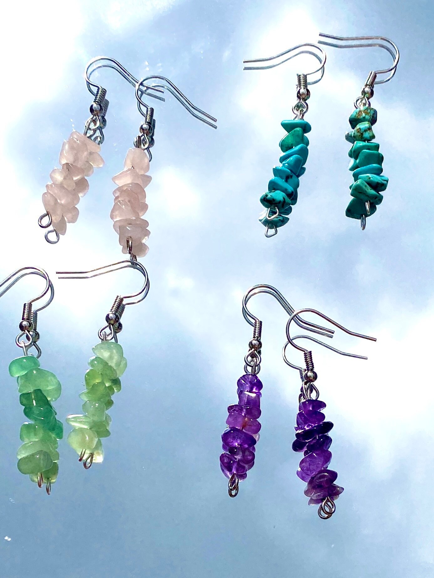 Handmade healing crystal chip dangle earrings Etsy 日本