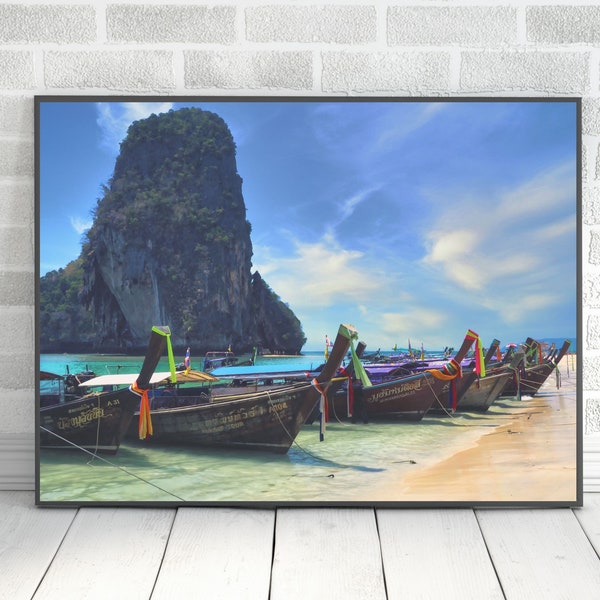 Railay Beach Thailand Printable - Thai Beach Digital Download - Railay Beach Wall Art - South East Asia Printable Photograph