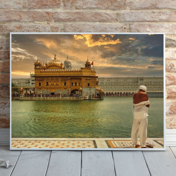 Golden Temple Digital Art Print  - Sikh Art - Amritsar India Travel Photo - Quality Digital Download - Sikh Temple - Golden Temple Wall Art