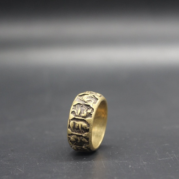 Collect pure copper hand carved animal rings men … - image 1