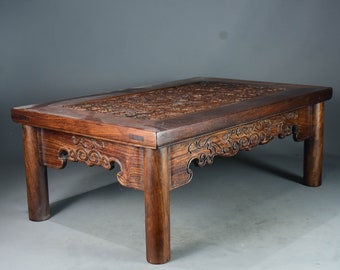Chinese pure hand-carved rosewood dragon pattern kang table tea table exquisite and unique,worthy of collection and use