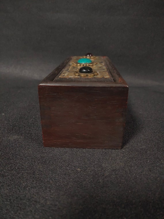 Chinese antique natural rosewood box inlaid with … - image 4