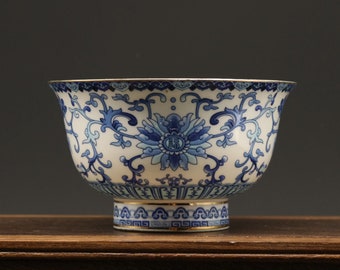 Blue and white porcelain lotus twig bowl antique collection porcelain home decoration