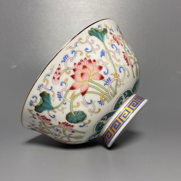 Collection ceramic bowl pure handmade painting flower pattern