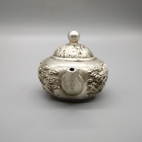 Chinese Antique Tibetan Silver Dragon and Phoenix Pure