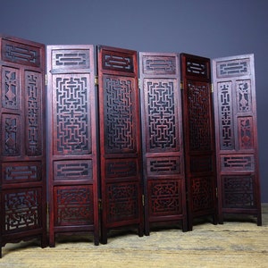 Chinese pure hand-carved red acid wood exquisite pattern folding screen ornament,fine workmanship worthy of collection