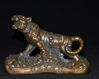 Collection pure copper hand carved tiger statue bronze statue ornament Gift