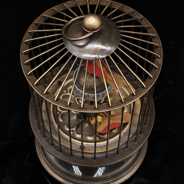 Cages à oiseaux en cuivre pur antique chinois, horloge et montres mécaniques, statues et motifs exquis, exquis, rare et précieux