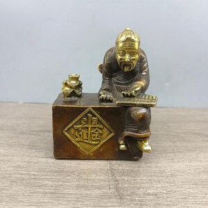 Chinese antiques collection pure copper gilt carving abacus statue ornaments,exquisite and unique