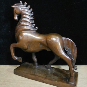 Chinese antique pure hand-carved pure copper Bao horse statue home,office desk ornament,exquisite and rare