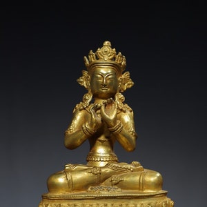 Chinese antique handmade large pure copper gilt Buddha statue ornament,exquisite and precious,worth collecting