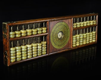 Chinese antique hand-carved rosewood inlaid jade bead abacus,furniture decoration can be collected and used