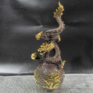 Chinese antique handcrafted pure copper gilt exquisite dragon statue,desktop,home decoration,exquisite and precious