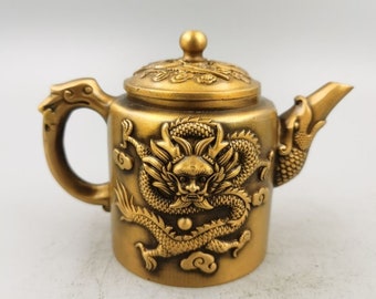 Collect pure copper carved dragon and Phoenix teapots and wine pots as exquisite gifts