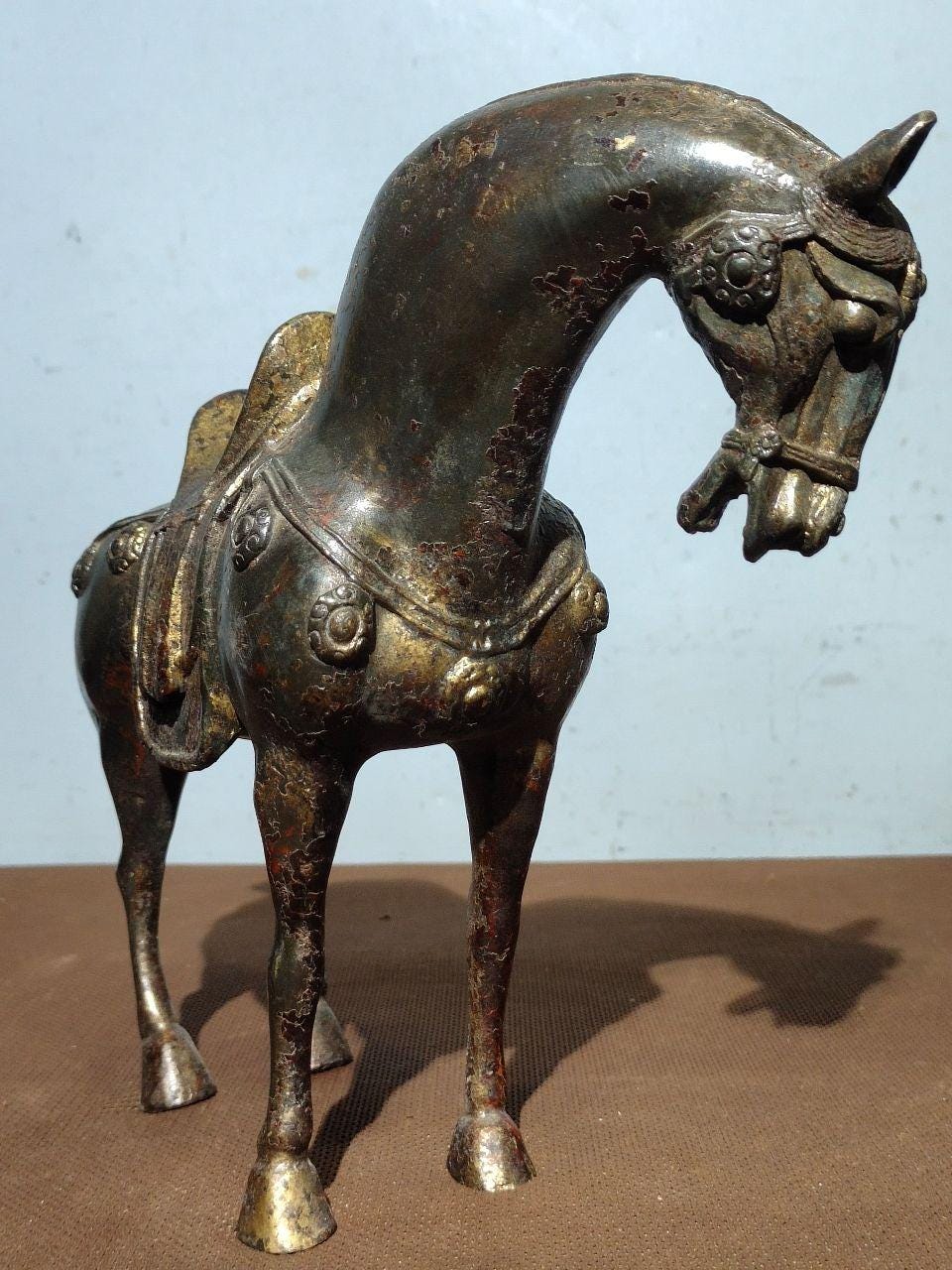 Chinese antique handmade large pure copper horse statue bronze ornament,exquisite and unique,home decoration