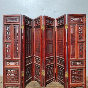 Chinese antique natural pure hand-carved rosewood hollow out four-screen table decoration beautiful carving worthy of collection