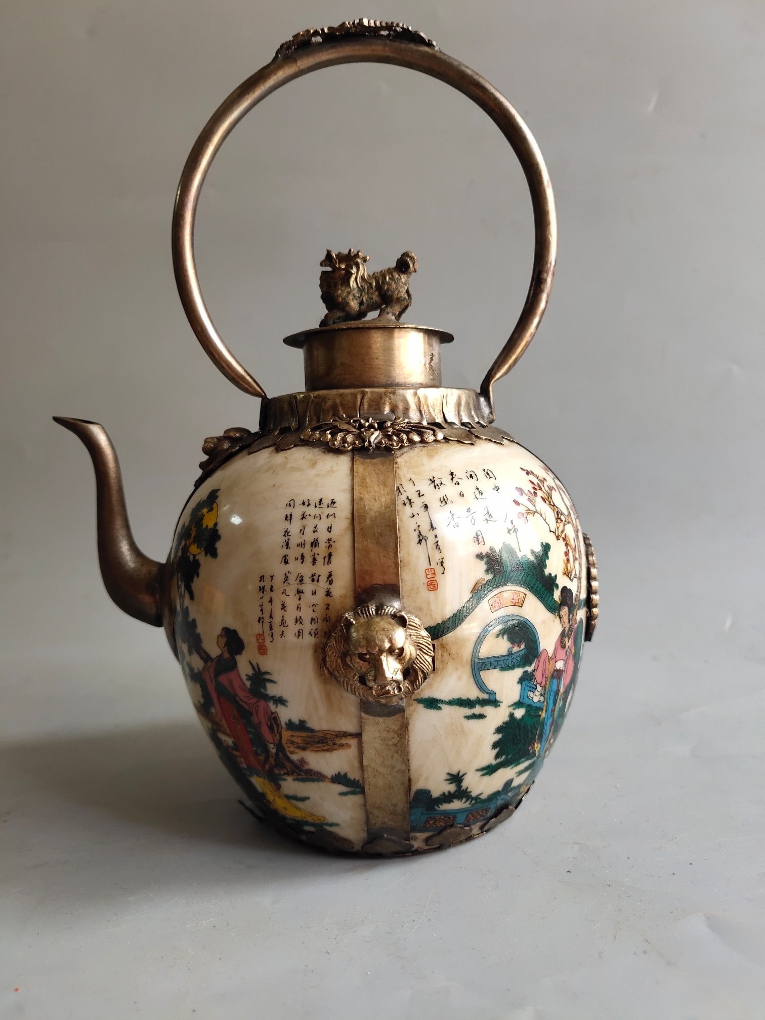 Chinese outsourcing tibetan silver beautiful woman teapot porcelain pot copper pot ornaments gift