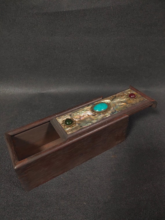 Chinese antique natural rosewood box inlaid with … - image 6