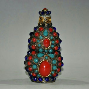 collection pure copper hand inlaid gem gourd snuff bottle ornaments gift