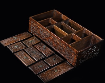 Chinese antique pure hand-carved rosewood exquisite pattern jewelry box,rare and precious,worth collecting