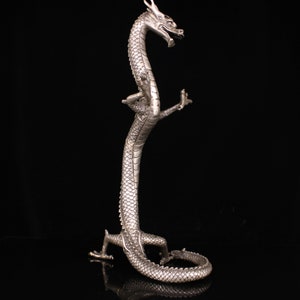 Collect pure copper inlaid gems hand carved standing dragon statue decorations,with beautiful shapes