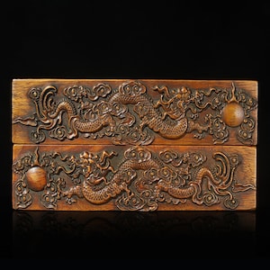 Chinesisches antikes Rosenholz reine handgeschnitzte Drachen Statue Muster Briefbeschwerer Ornament, sind es wert gesammelt und verwendet