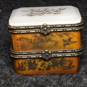 Chinesische reine Hand-Schmuck kleine Box, Geschenk-Box, gemalt Blumen und Vögel Muster vorzüglich