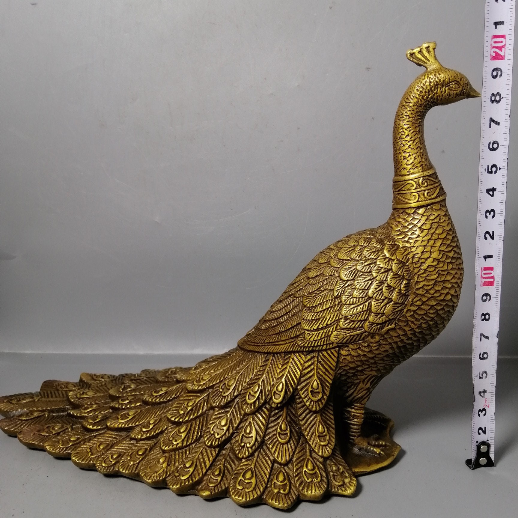 12 Inches Handcrafted Brass Peacock With Stonework (set of 2)