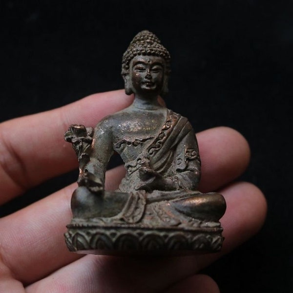 Chinese antique pure bronze Buddha ornament bronze Buddha  handle bronze statue