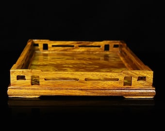 Chinese antique natural rosewood hollow out tea tray hand-carved rare,exquisite