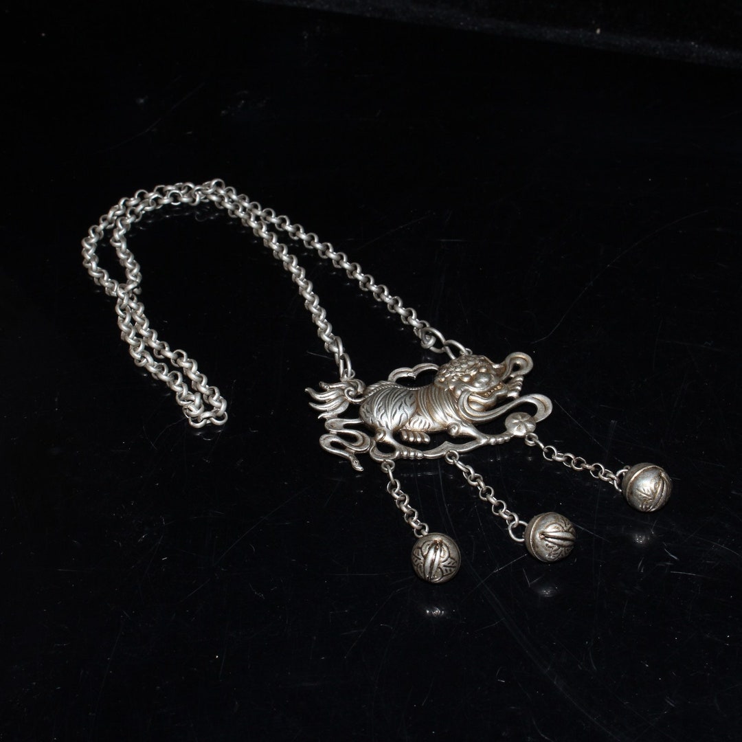 Collect Chinese Zang Yin Lock Pendant,lions Make Copper Lock Pendant