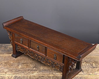 Chinese antique natural rosewood tea table cabinet is exquisitely carved,precious and rare,worthy of collection