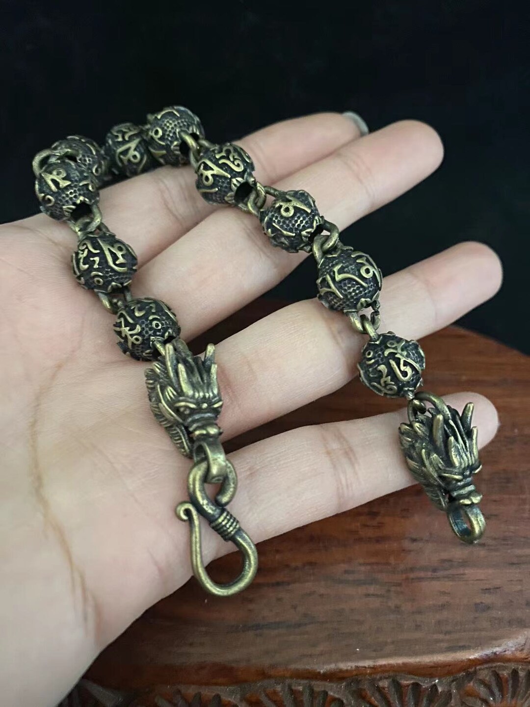 Exquisite Chinese Rare Collectible Brass Handwork Dragon Head Bracelet Etsy UK