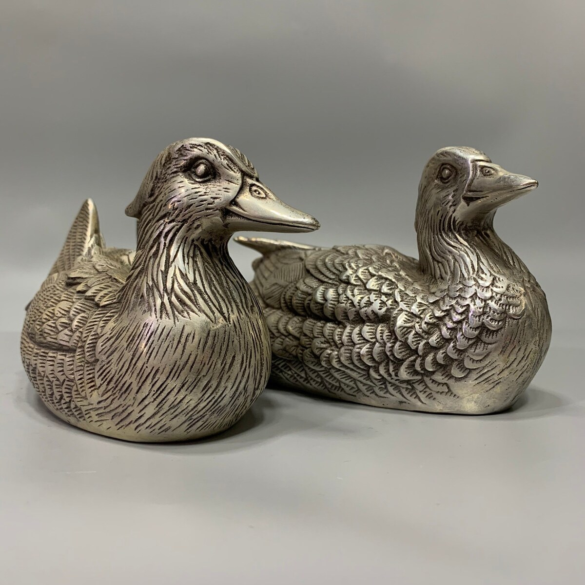 Chinese Antique White Copper a Pair of Mandarin Ducks Statue, Pure Hand Carved Exquisite,worthy of Collection - Etsy
