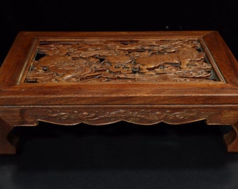 Chinese antique hand carved rosewood hollow out kylin beast pattern tea table,shelf ornaments,rare,collection and use