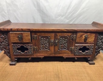 Chinese ancient natural rosewood exquisite pattern table cabinet,handmade,beautiful and unique,worthy of collection and used
