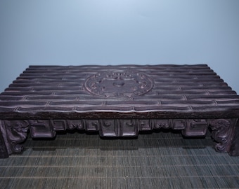 Chinese antique pure hand-carved sandalwood bamboo tea table, exquisite and unique,worthy of collection and use