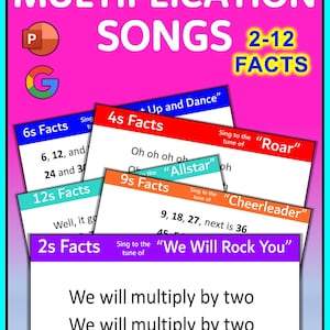 Multiplication Songs, Math Facts Videos, Learn To Multiply Resource, Times Tables Help, Skip Counting Songs, Elementary Math Tool