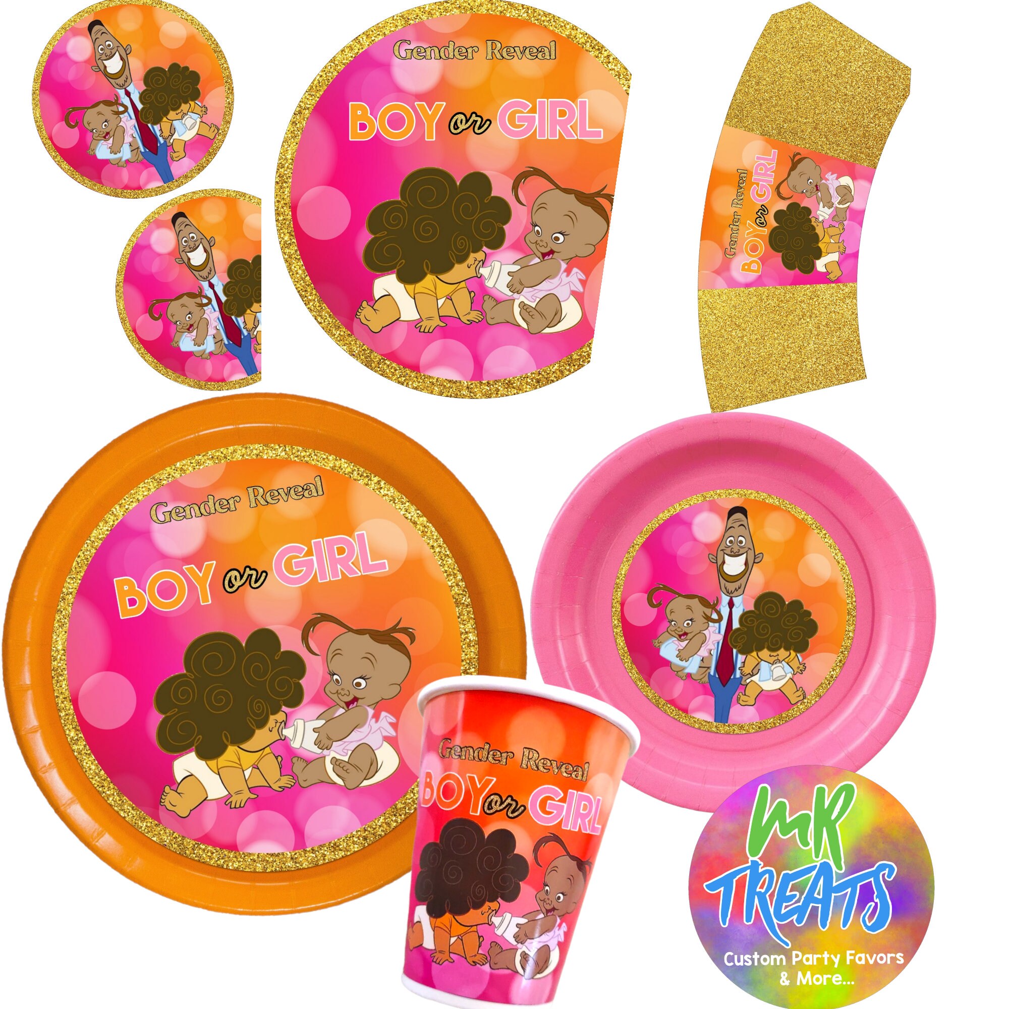 Proud Family Bebe and Cece Gender Reveal Tableware Set Digital - Etsy UK