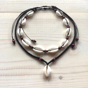 Cowrie Shell Choker: Czech Glass Beads, Waterproof Boho Necklace